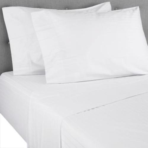 Nestwell Pima Cotton 500-Thread-Count California King Sheet Set in White Stripe