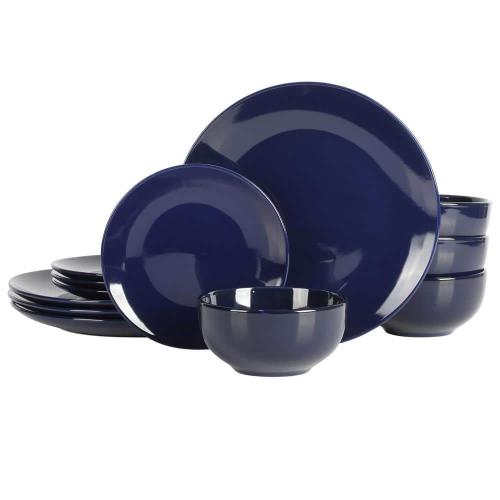 Gibson Simply Essential Coupe 12-Piece Blue Round Stoneware Dinnerware Set